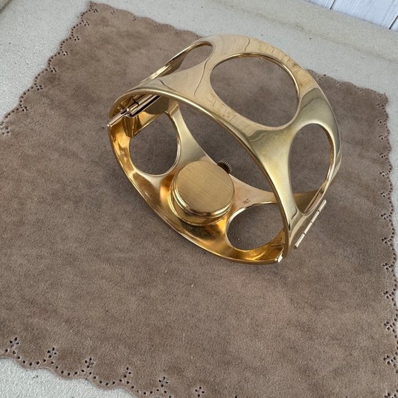 Vintage Marcel Boucher Round Hinged Cuff Bracelet Manual Winding Watch - Picture 3 of 10